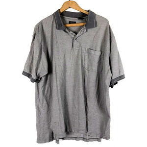 Izod Polo Shirt Large Gray Textured Knit Golf Shirt Mens Short Sleeve Cotton